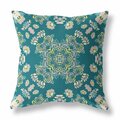 Homeroots 26 in. Wreath Indoor & Outdoor Zippered Throw Pillow Green Teal & Yellow 411288